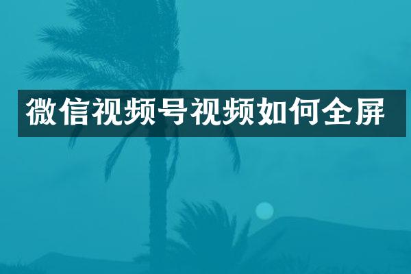 微信视频号视频如何全屏