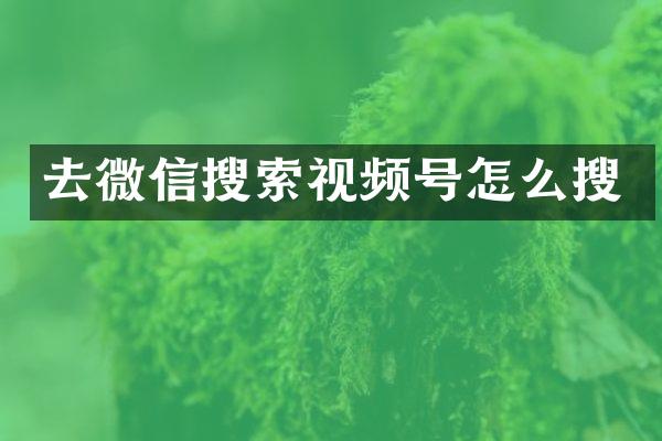 去微信搜索视频号怎么搜