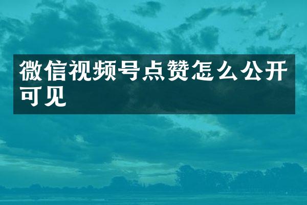 微信视频号点赞怎么公开可见