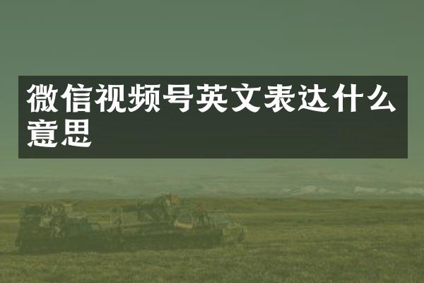微信视频号英文表达什么意思