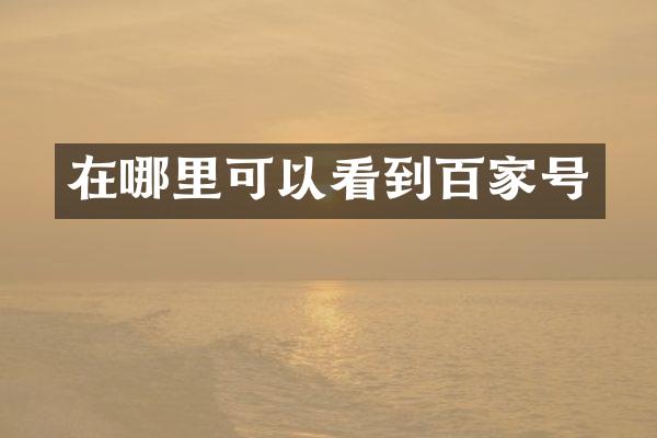 在哪里可以看到百家号