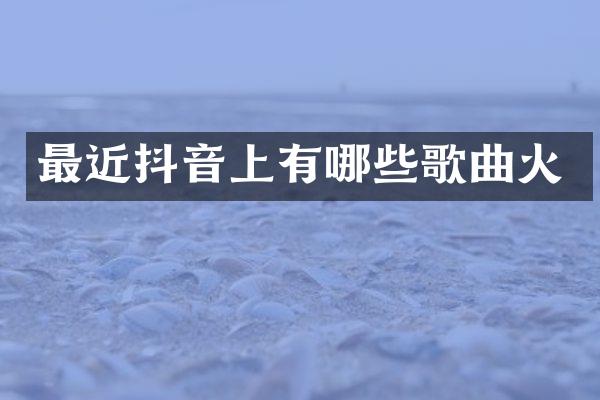 最近抖音上有哪些歌曲火