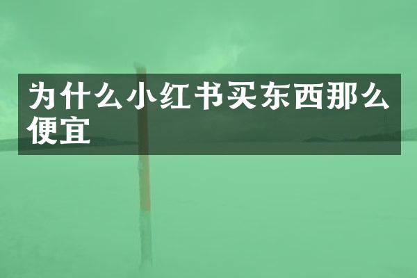 为什么小红书买东西那么便宜