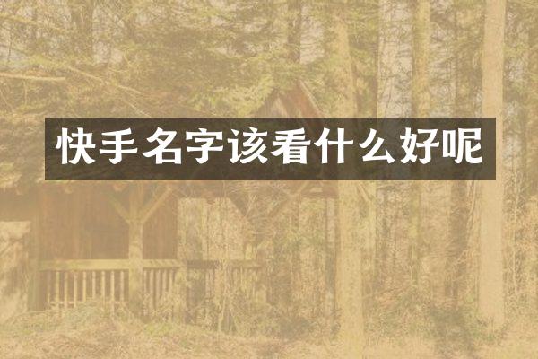 快手名字该看什么好呢