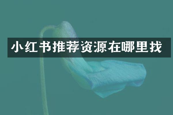 小红书推荐资源在哪里找