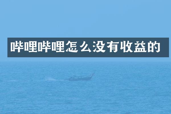 哔哩哔哩怎么没有收益的