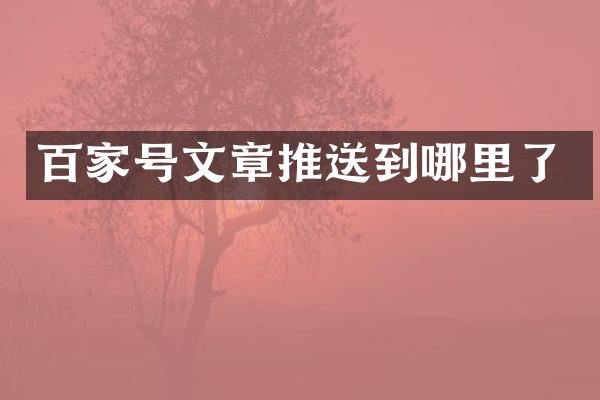 百家号文章推送到哪里了