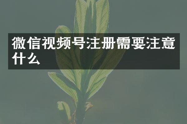 微信视频号注册需要注意什么