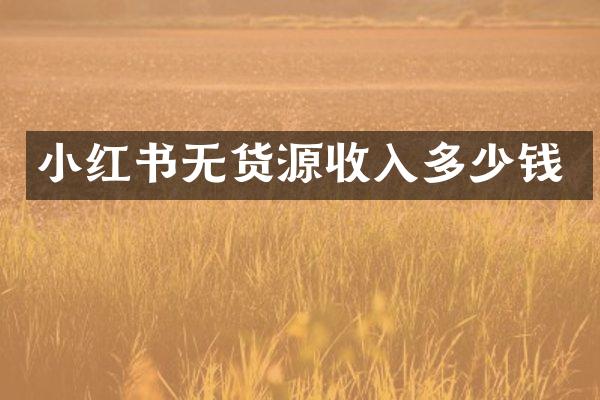 小红书无货源收入多少钱