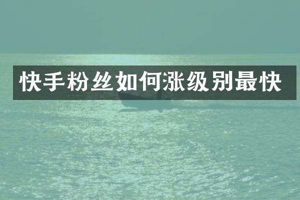 快手粉丝如何涨级别最快