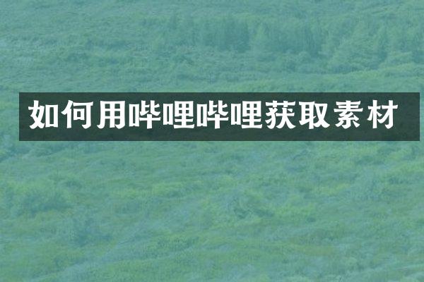 如何用哔哩哔哩获取素材