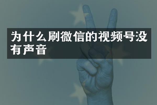 为什么刷微信的视频号没有声音