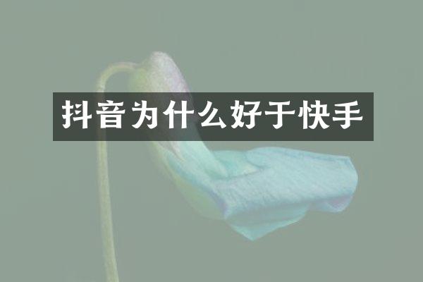 抖音为什么好于快手