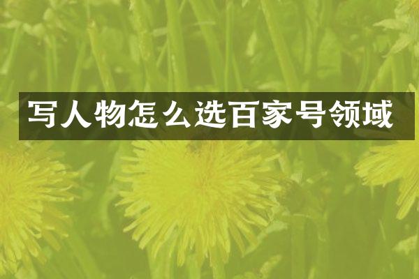 写人物怎么选百家号领域
