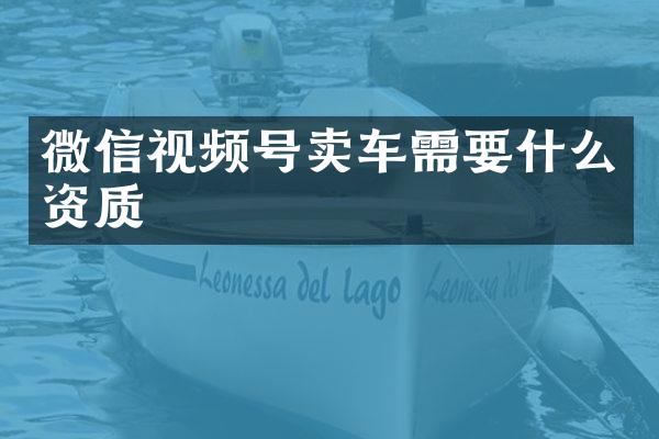 微信视频号卖车需要什么资质