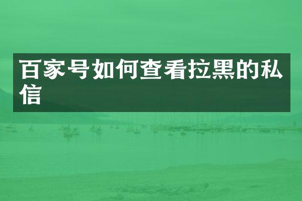 百家号如何查看拉黑的私信