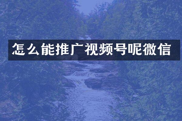 怎么能推广视频号呢微信