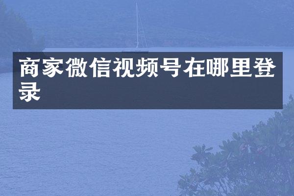 商家微信视频号在哪里登录