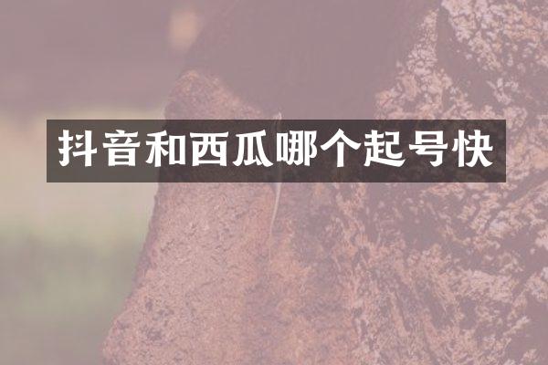 抖音和西瓜哪个起号快