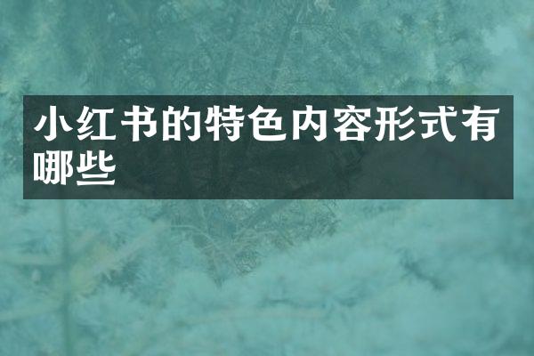 小红书的特色内容形式有哪些