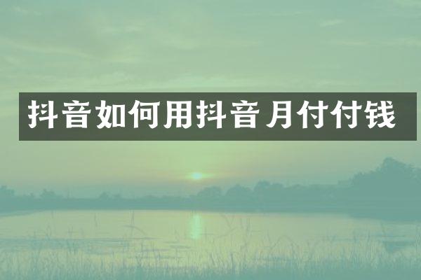 抖音如何用抖音月付付钱
