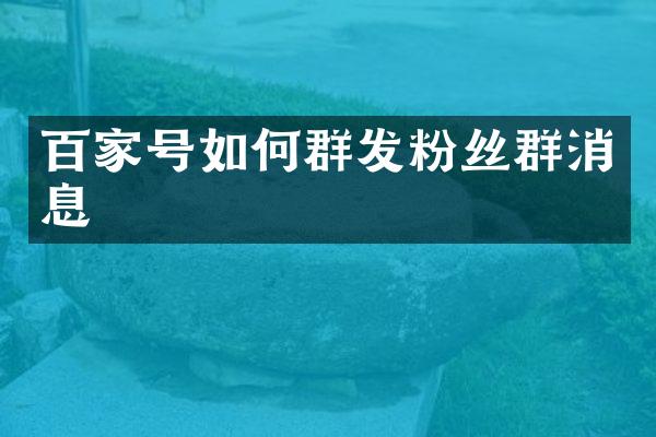 百家号如何粉丝群消息