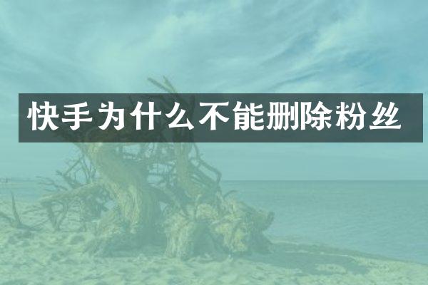 快手为什么不能删除粉丝