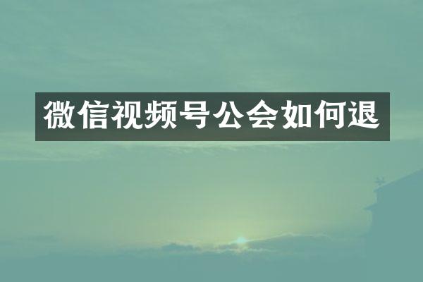 微信视频号公会如何退
