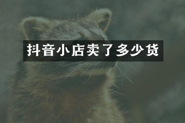 抖音小店卖了多少货