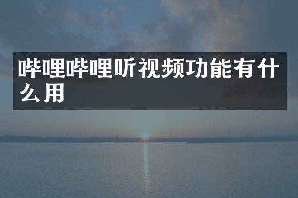 哔哩哔哩听视频功能有什么用