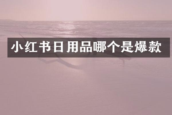 小红书日用品哪个是爆款