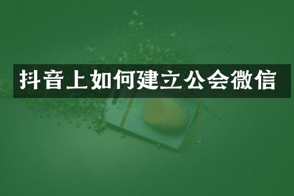抖音上如何建立公会微信