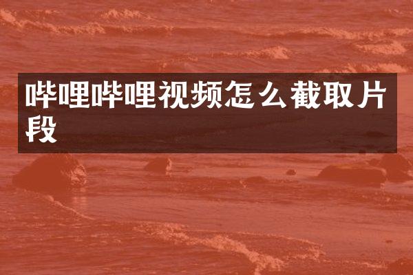 哔哩哔哩视频怎么截取片段