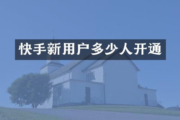 快手新用户多少人开通