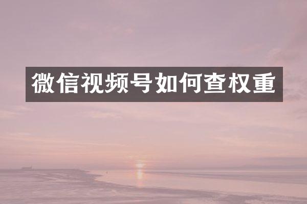 微信视频号如何查权重