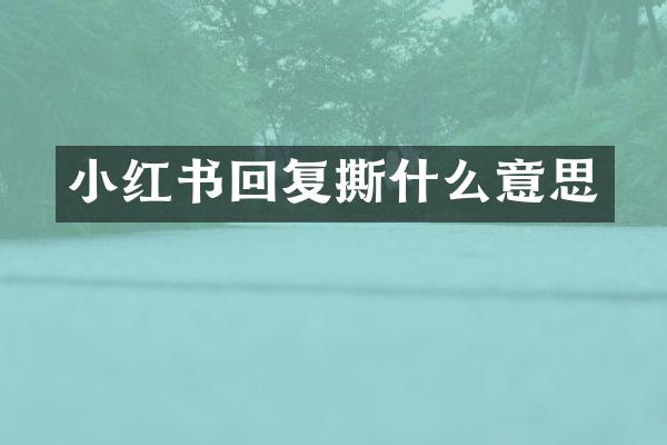 小红书回复撕什么意思
