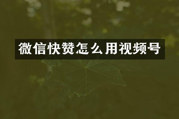 微信快赞怎么用视频号