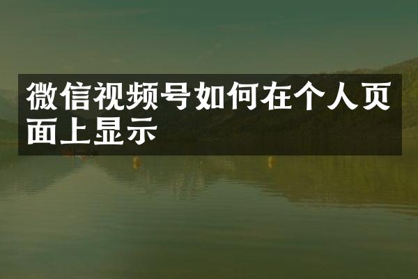 微信视频号如何在个人页面上显示