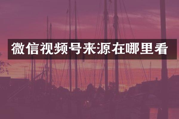 微信视频号来源在哪里看