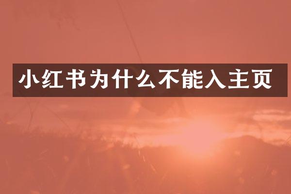 小红书为什么不能入主页