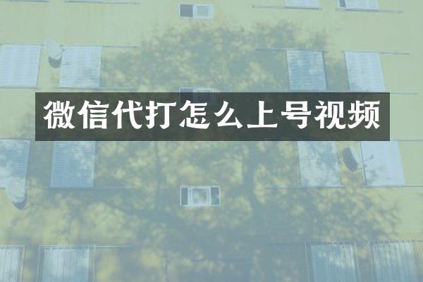 微信代打怎么上号视频