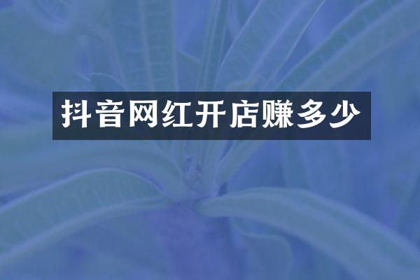 抖音网红开店赚多少