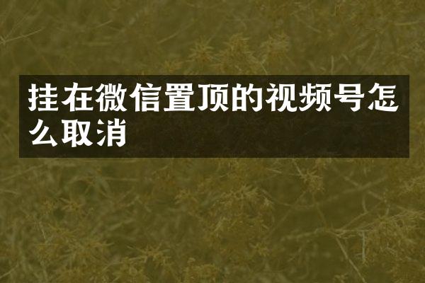 挂在微信置顶的视频号怎么取消