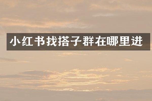 小红书找搭子群在哪里进