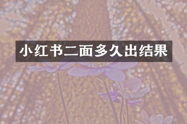 小红书二面多久出结果