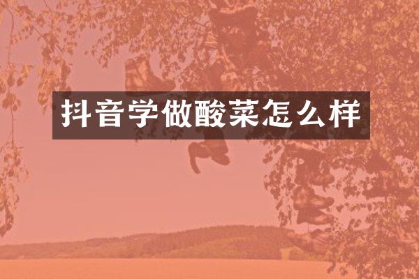 抖音学做酸菜怎么样