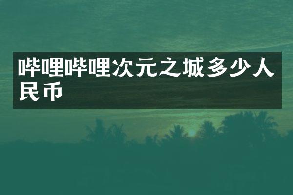 哔哩哔哩次元之城多少人民币