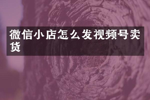 微信小店怎么发视频号卖货