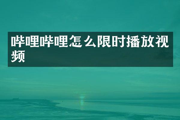 哔哩哔哩怎么限时播放视频