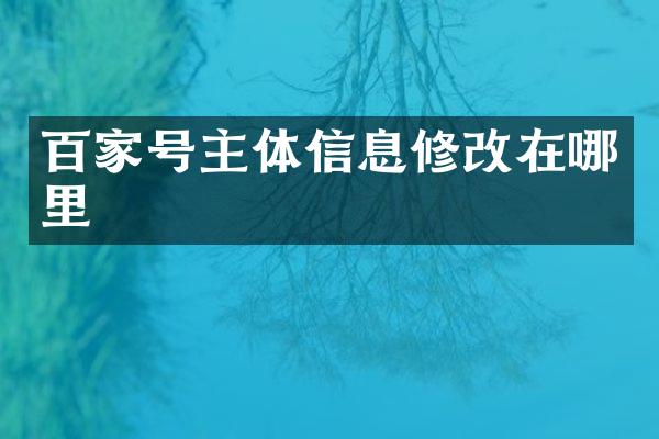 百家号主体信息修改在哪里